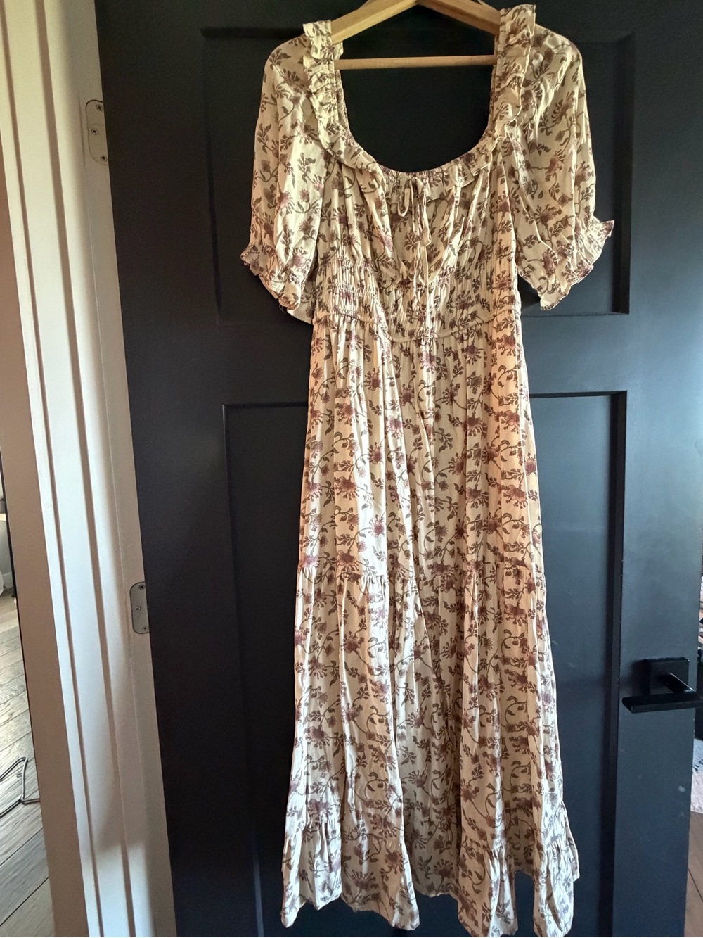 Trixxi Cream Maxi Dress with Brown Floral Print